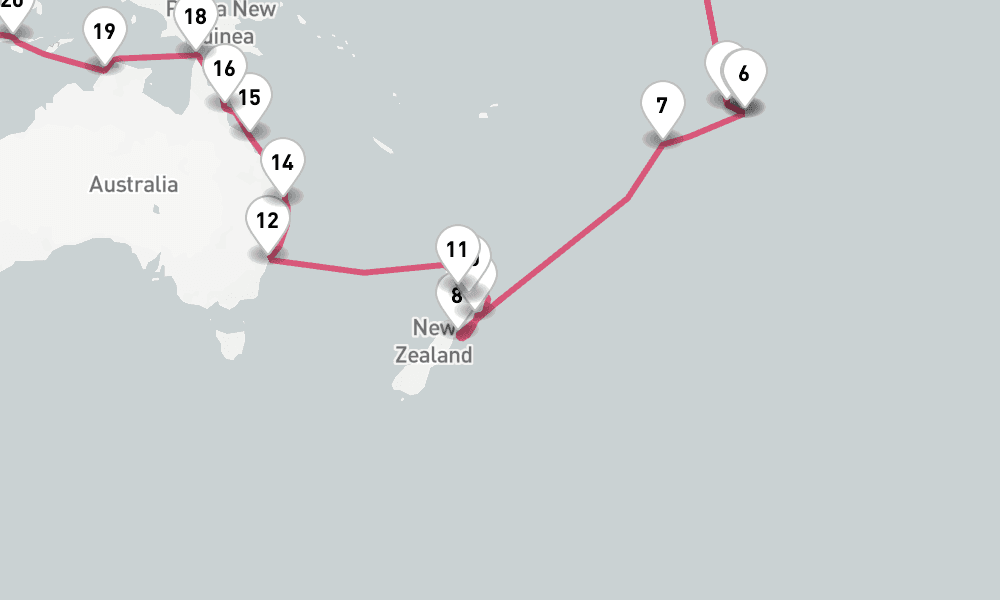 125 nights / 126 days, one-way from Los Angeles (San Pedro / Long Beach) to Tilbury (London, England)
