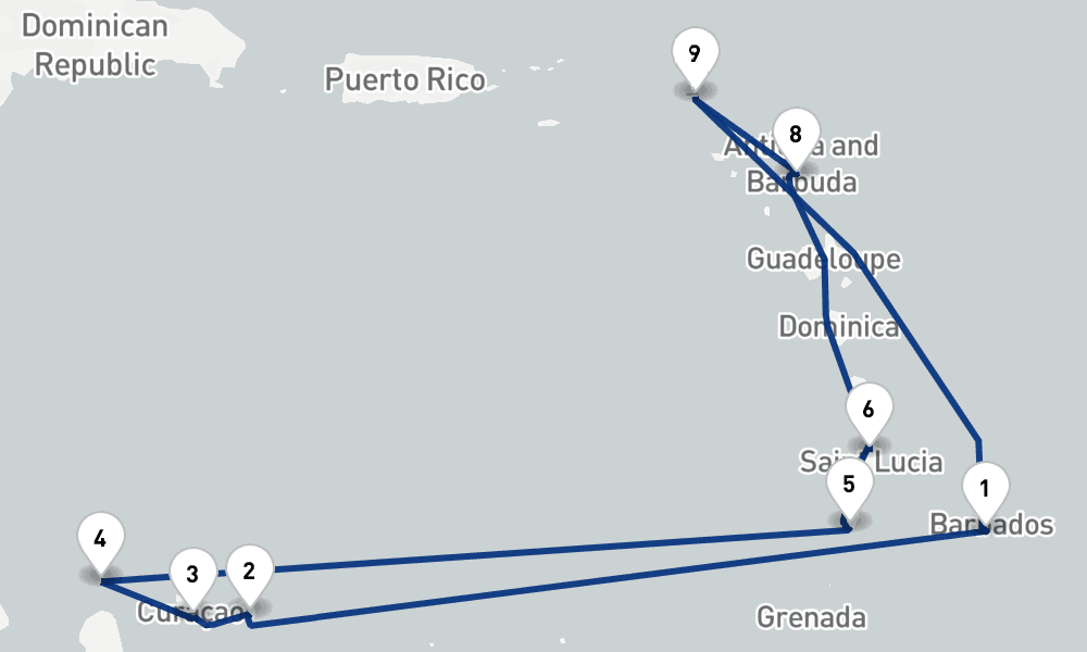 14 nights / 15 days, Bridgetown (Barbados) Round trip