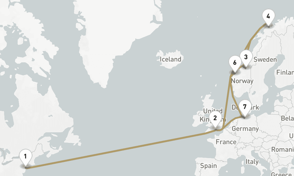 26 nights / 27 days, New York (Cape Liberty NYC) Round trip