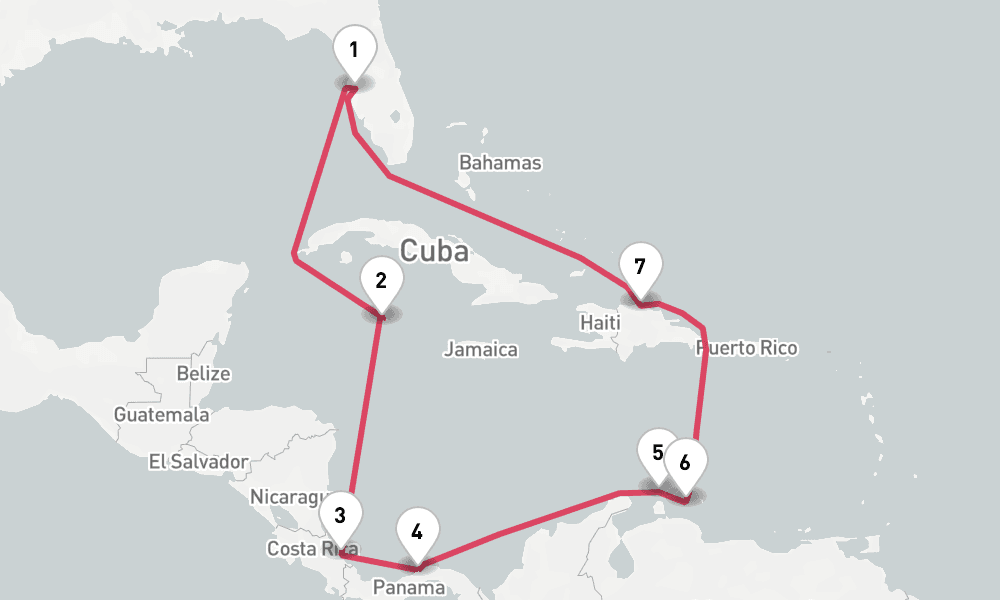 13 nights / 14 days, Tampa (Florida) Round trip