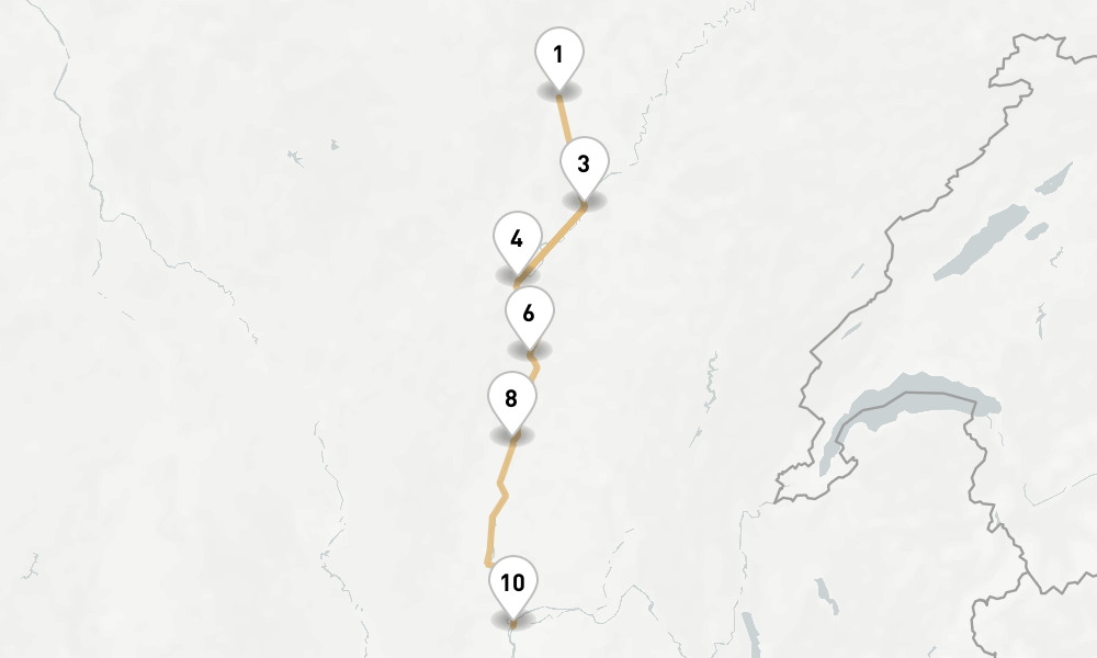 6 nights / 7 days, one-way from Dijon to Lyon