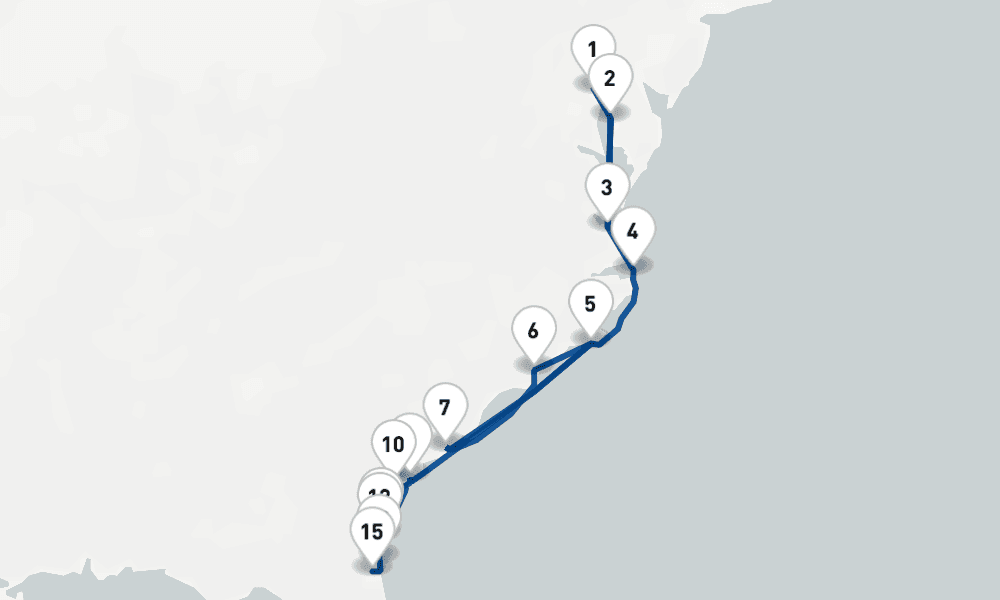 14 nights / 15 days, one-way from Baltimore (Maryland) to Jacksonville (JAXPORT, Florida)