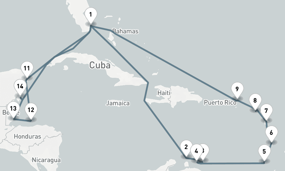 21 nights / 22 days, Miami (Florida) Round trip