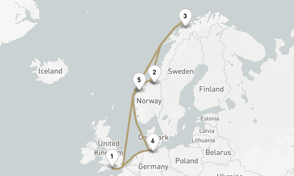 12 nights / 13 days, Southampton (England) Round trip