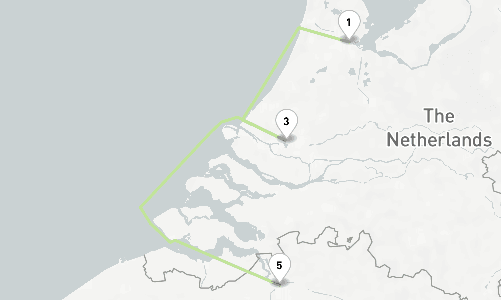 4 nights / 5 days, one-way from Amsterdam (Holland) to Antwerp