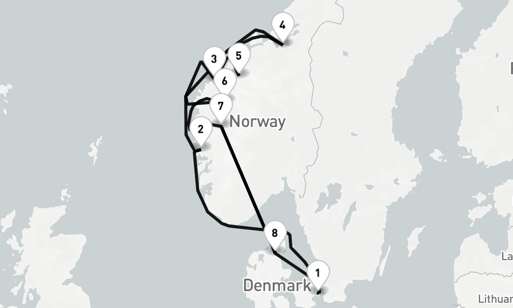 10 nights / 11 days, Copenhagen Round trip