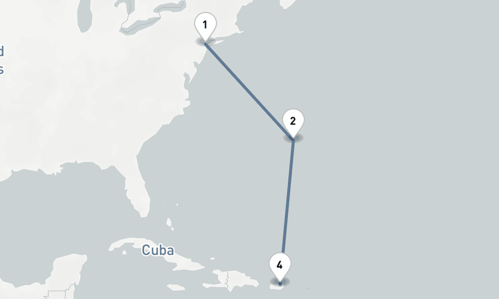 7 nights / 8 days, one-way from New York (Cape Liberty NYC) to San Juan (Puerto Rico)