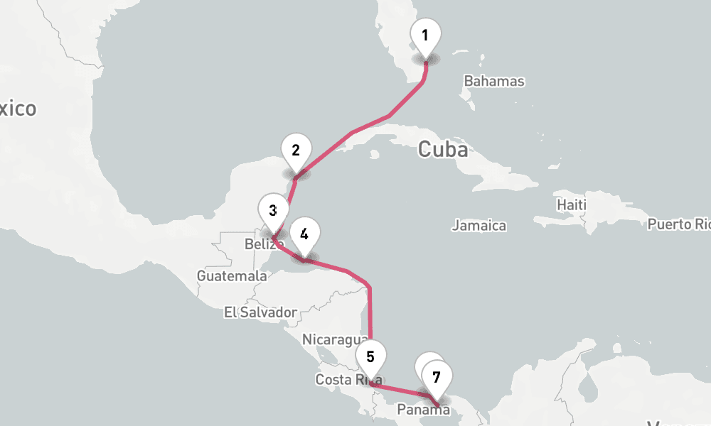 10 nights / 11 days, one-way from Fort Lauderdale (Everglades, Florida) to Panama City (Fuerte Amador, Balboa)