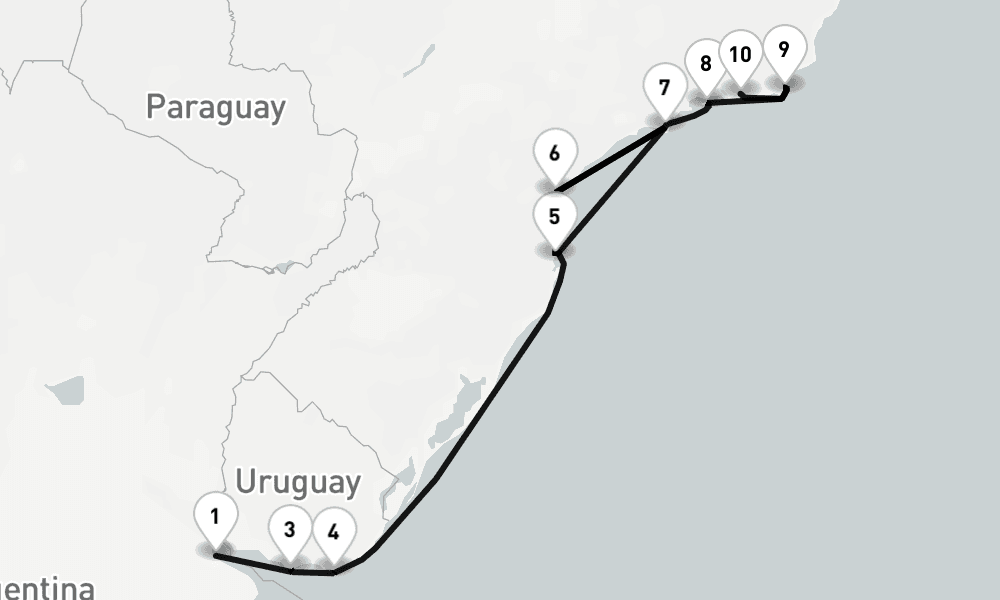 12 nights / 13 days, one-way from Buenos Aires to Rio de Janeiro