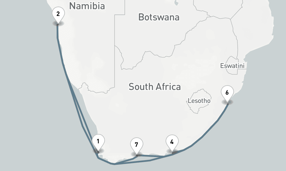14 nights / 15 days, Cape Town Round trip