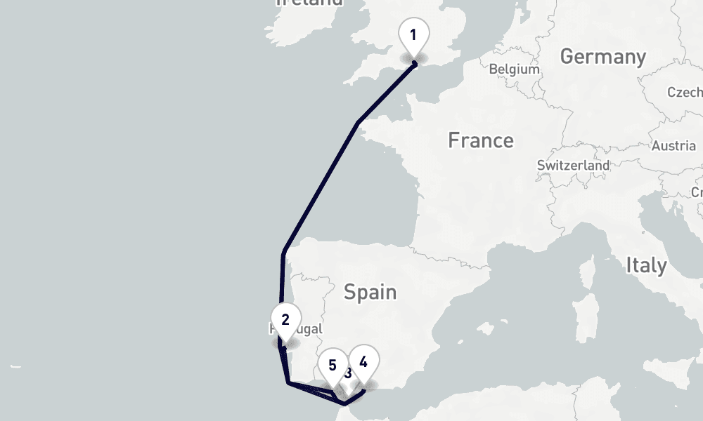 9 nights / 10 days, Southampton (England) Round trip