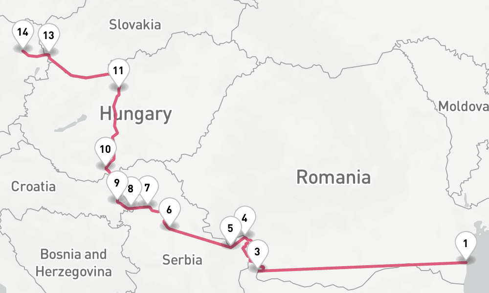 14 nights / 15 days, one-way from Constanta to Vienna