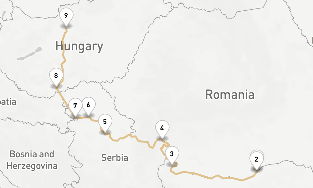 7 nights / 8 days, one-way from Giurgiu to Budapest