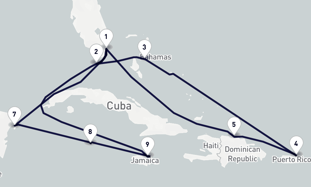 14 nights / 15 days, Miami (Florida) Round trip
