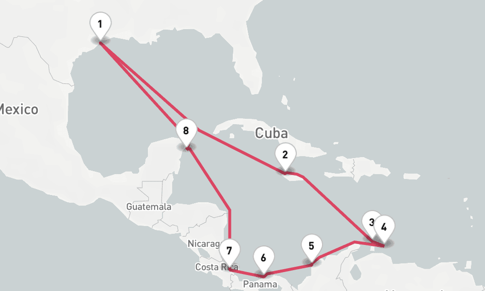 14 nights / 15 days, Galveston (Texas) Round trip