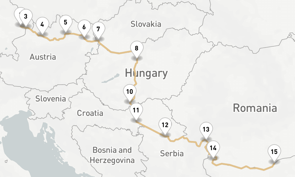 13 nights / 14 days, one-way from Vilshofen an der Donau to Ruse
