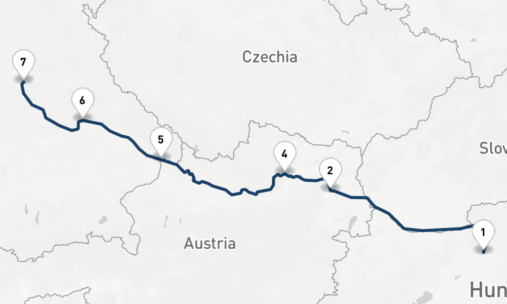 7 nights / 8 days, one-way from Budapest to Nuremberg