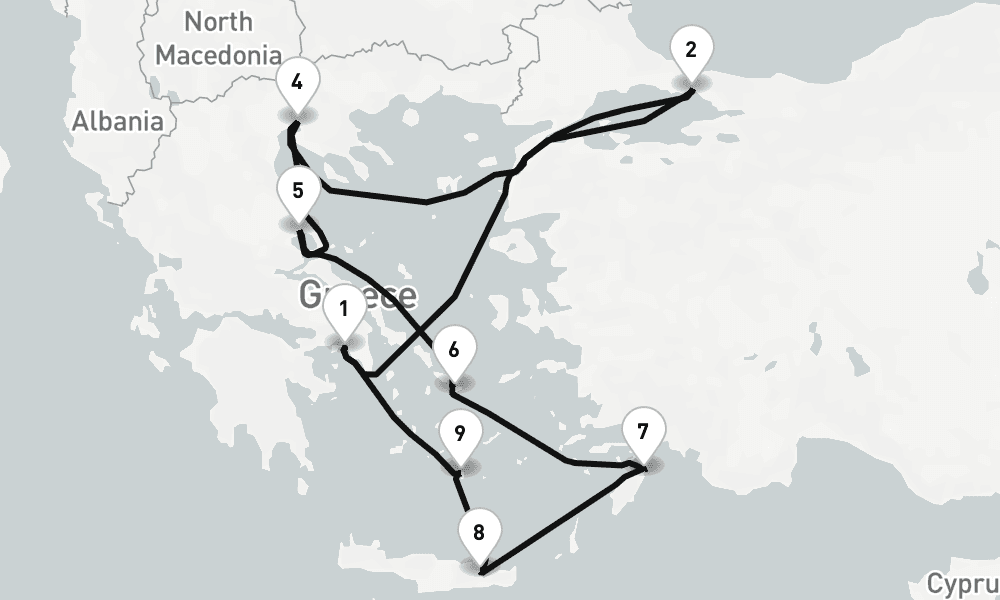 11 nights / 12 days, Piraeus (Athens, Greece) Round trip