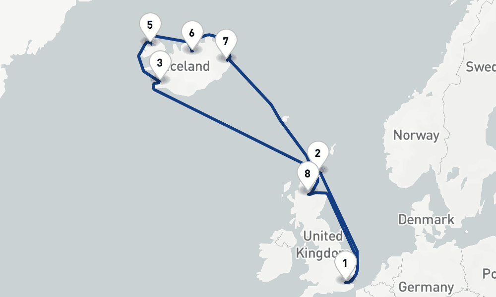 12 nights / 13 days, Tilbury (London, England) Round trip