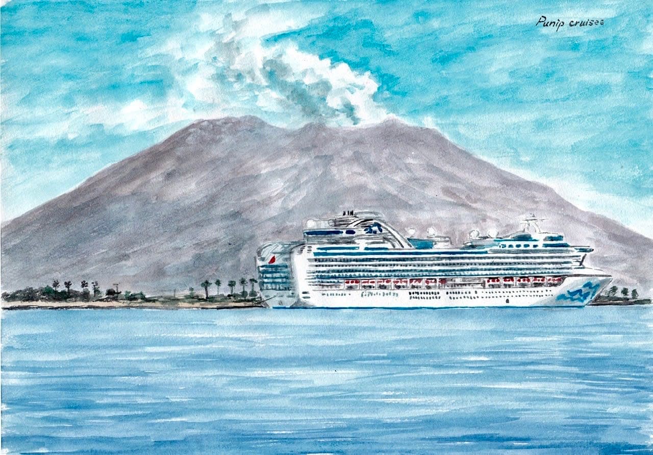 鹿児島港　マリンポートかごしまのDIAMOND PRINCESS 
