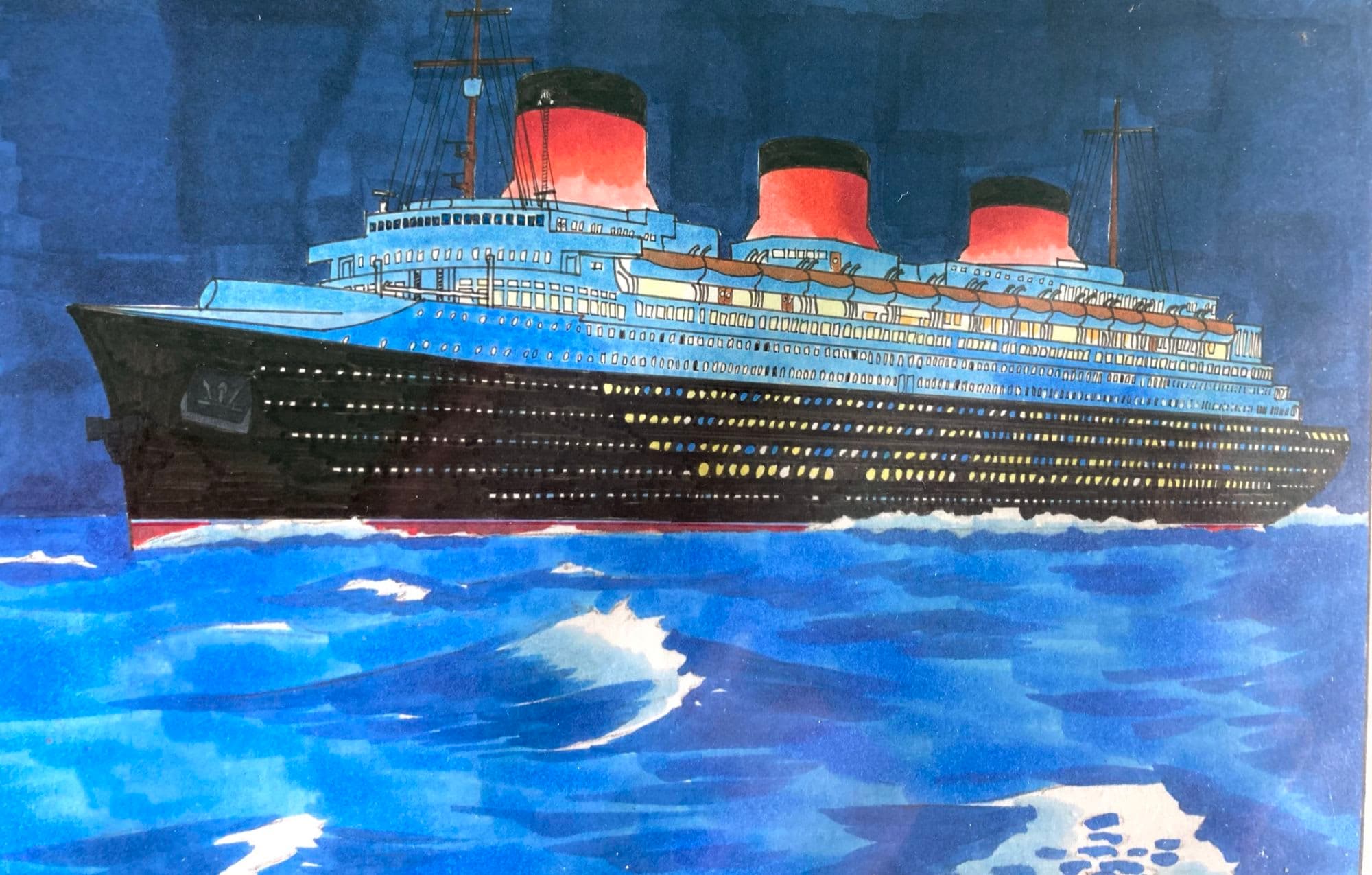 私も船の絵を描きます