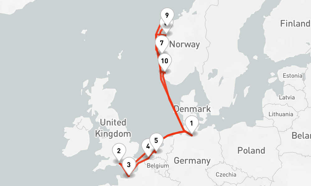 14 nights / 15 days, Hamburg Round trip