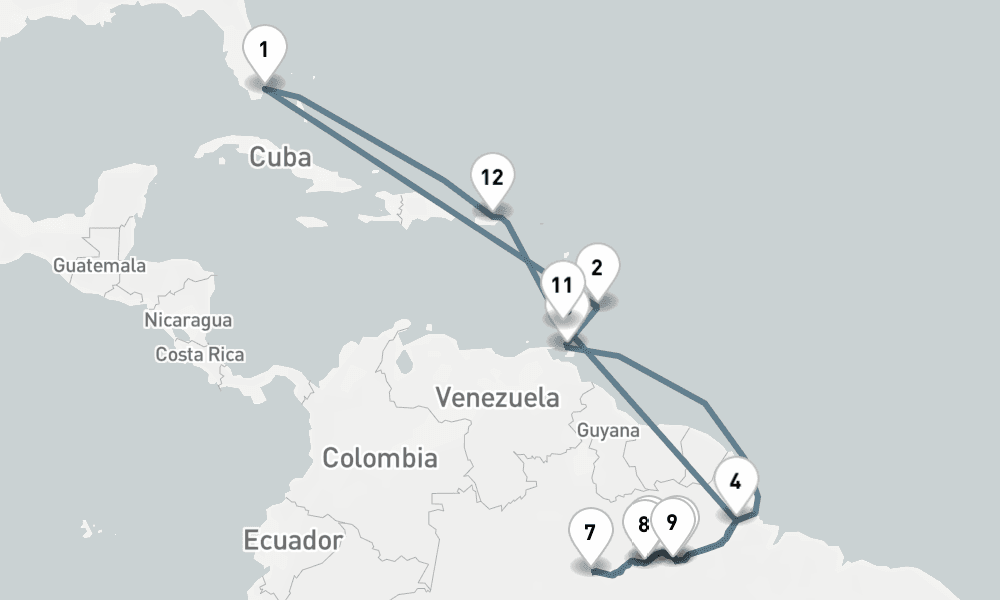 22 nights / 23 days, Miami (Florida) Round trip