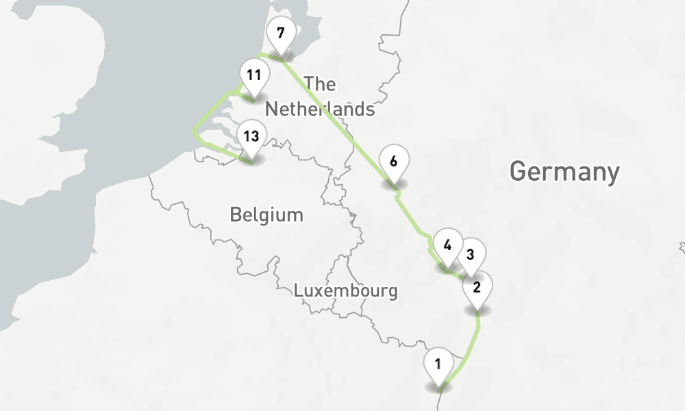9 nights / 10 days, one-way from Strasbourg to Antwerp
