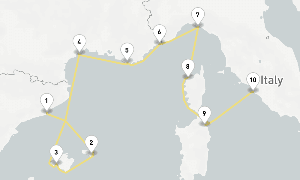 (中部発) シーボーン・オベーション エミレーツ航空ビジネスクラスで行く 南欧・サルデーニャ島のスメラルダ海岸とコルシカ島 14日間