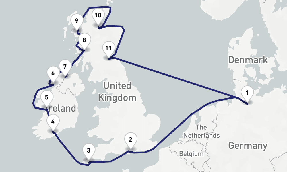 13 nights / 14 days, Hamburg Round trip