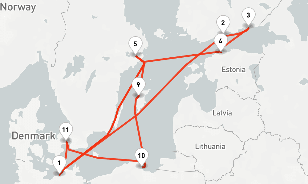 14 nights / 15 days, Warnemunde (Rostock, Germany) Round trip