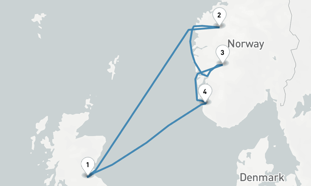 7 nights / 8 days, Edinburgh (Leith, Scotland) Round trip