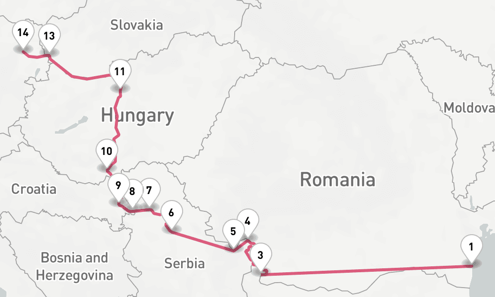 14 nights / 15 days, one-way from Constanta to Vienna