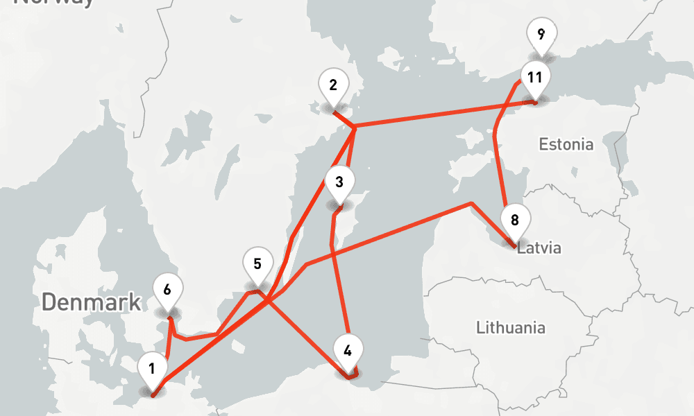 14 nights / 15 days, Warnemunde (Rostock, Germany) Round trip