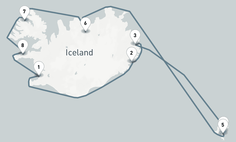 10 nights / 11 days, Reykjavik Round trip