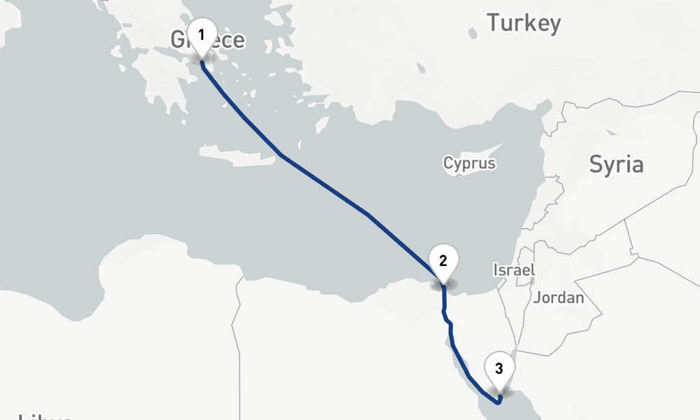4 nights / 5 days, one-way from Piraeus (Athens, Greece) to Sharm El Sheikh