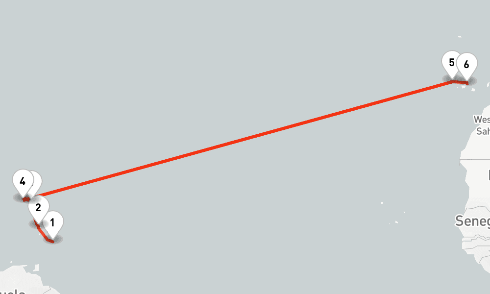 11 nights / 12 days, one-way from Bridgetown (Barbados) to Santa Cruz de Tenerife (Canary Islands)