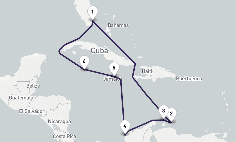 11 nights / 12 days, Miami (Florida) Round trip