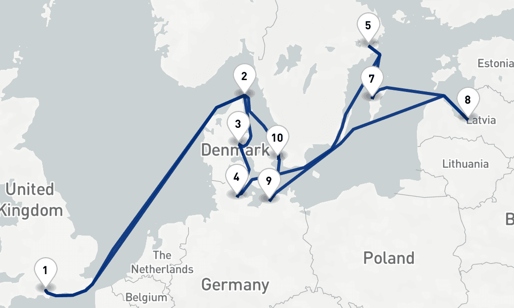 16 nights / 17 days, Southampton (England) Round trip