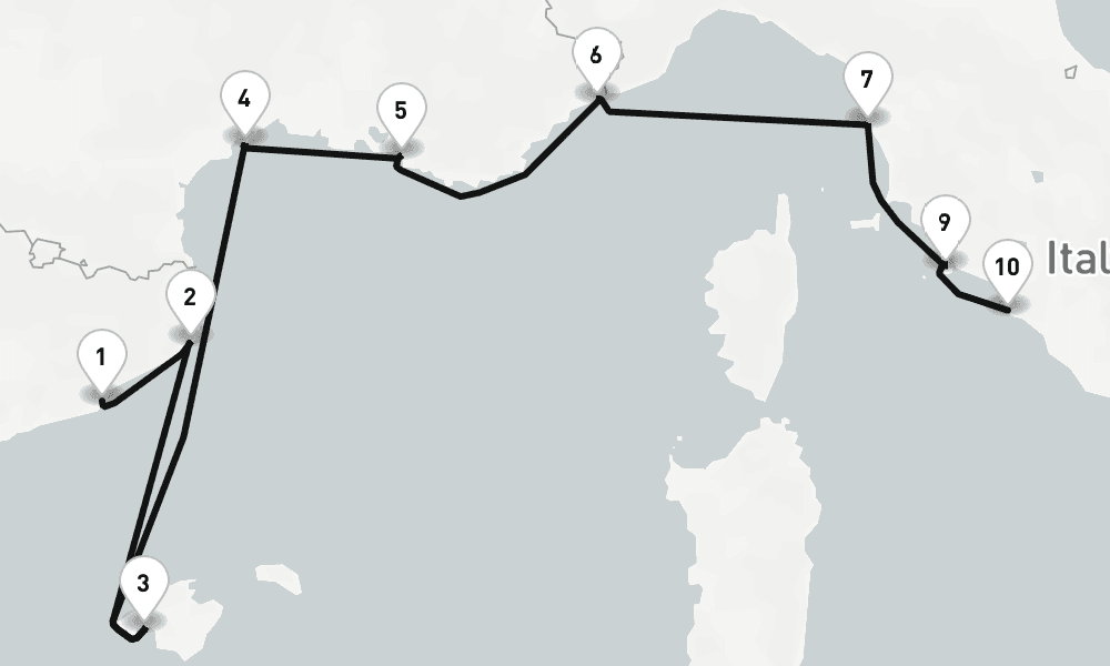 10 nights / 11 days, one-way from Barcelona to Civitavecchia (Rome, Italy)