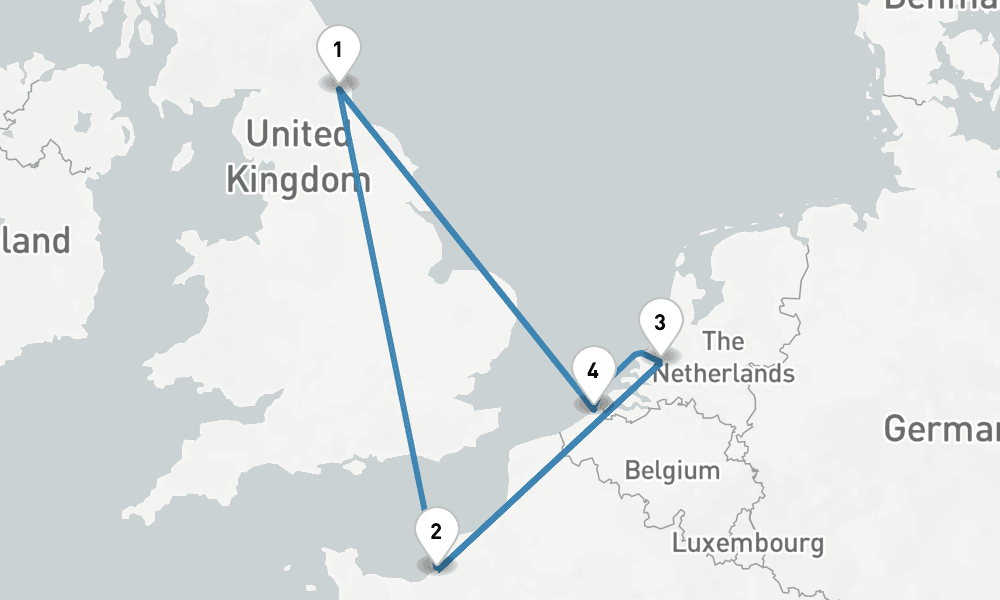7 nights / 8 days, Newcastle (England) Round trip