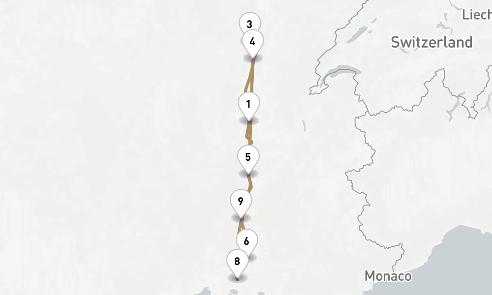 10 nights / 11 days, Lyon Round trip