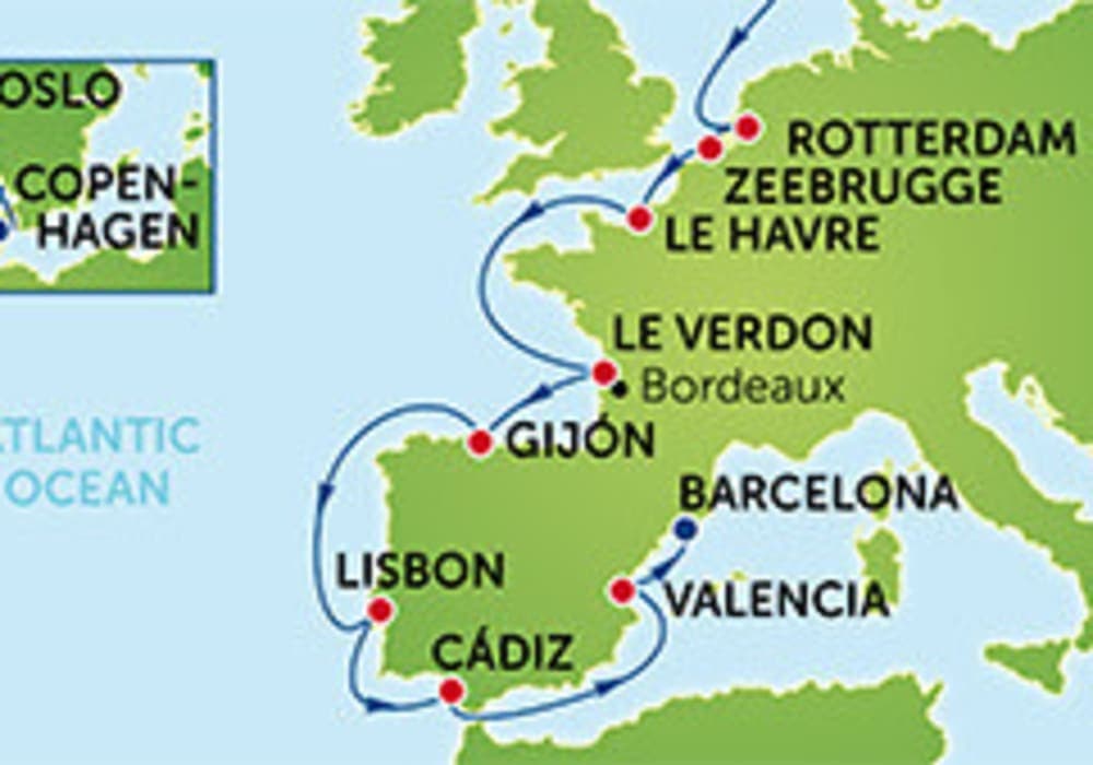14-days one-way Europe from Copenhagen