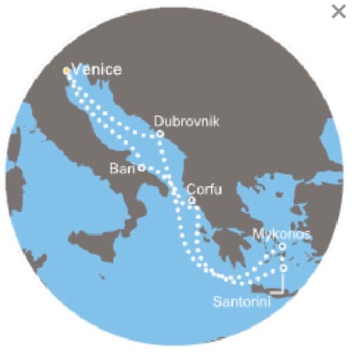 7 nights / 8 days, round-trip Italy, Greece, Croatia