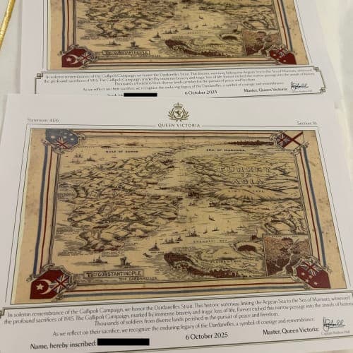 ダーダネルス海峡通過証明書が部屋に配られました。
10年ほど前、セレブリティでも通過しましたが、その時はこんなのはなかった記憶。